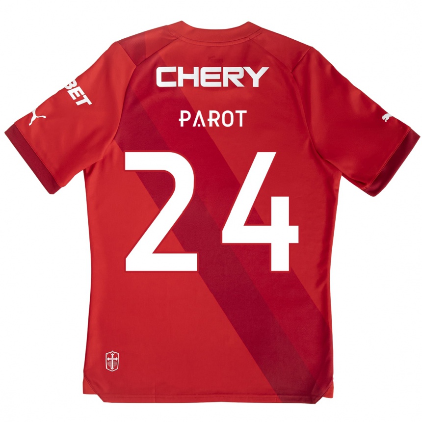 Hombre Fútbol Camiseta Alfonso Parot #24 Rojo Blanco 2ª Equipación 2024/25 Perú