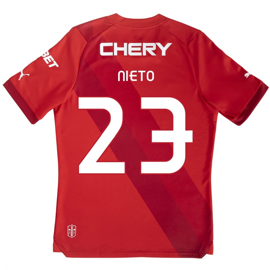 Hombre Fútbol Camiseta Byron Nieto #23 Rojo Blanco 2ª Equipación 2024/25 Perú