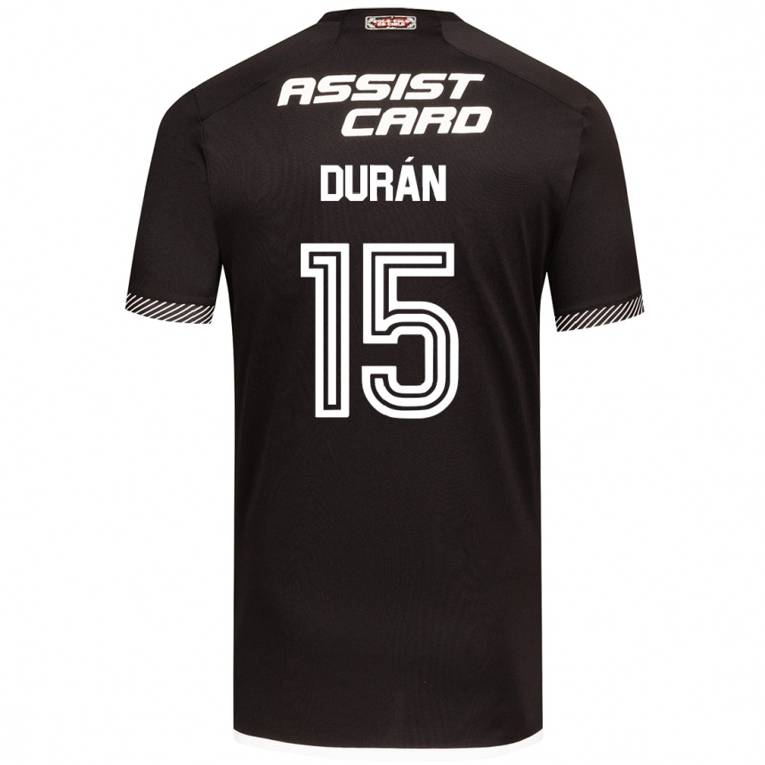 Hombre Fútbol Camiseta José Durán #15 Blanco Negro 2ª Equipación 2024/25 Perú