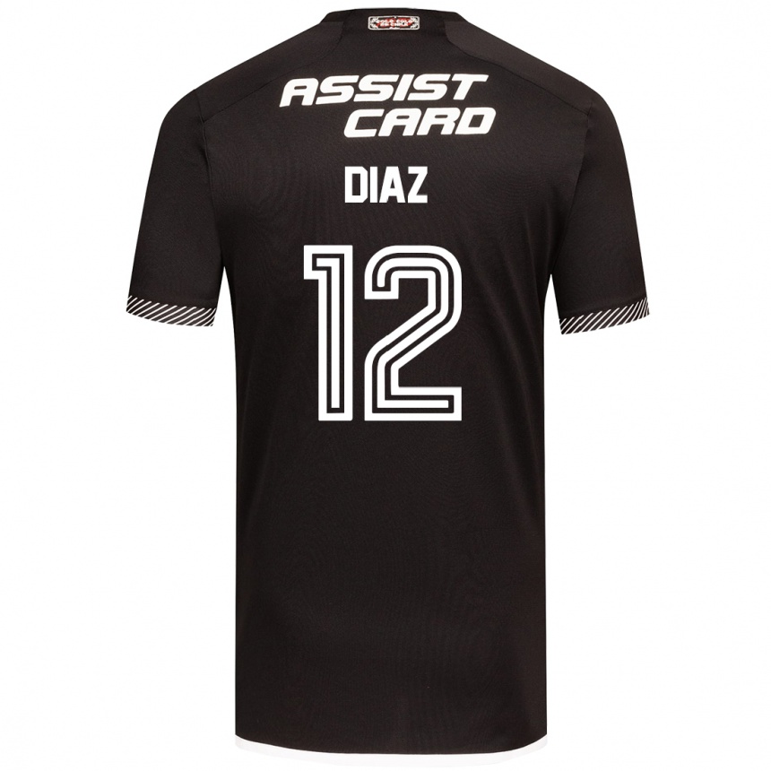 Hombre Fútbol Camiseta Javiera Díaz #12 Blanco Negro 2ª Equipación 2024/25 Perú