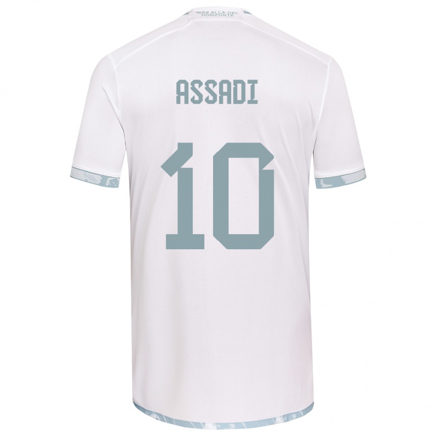 Hombre Fútbol Camiseta Lucas Assadi #10 Gris Blanco 2ª Equipación 2024/25 Perú