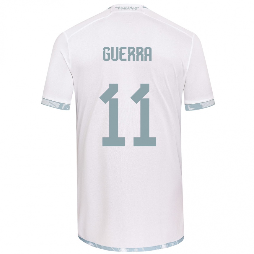 Hombre Fútbol Camiseta Nicolás Guerra #11 Gris Blanco 2ª Equipación 2024/25 Perú