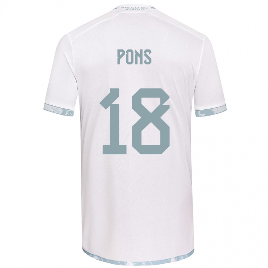 Hombre Fútbol Camiseta Luciano Pons #18 Gris Blanco 2ª Equipación 2024/25 Perú