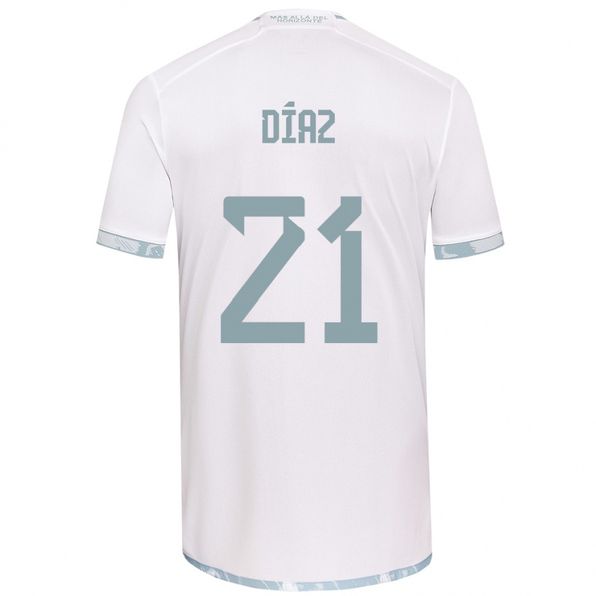 Hombre Fútbol Camiseta Marcelo Díaz #21 Gris Blanco 2ª Equipación 2024/25 Perú