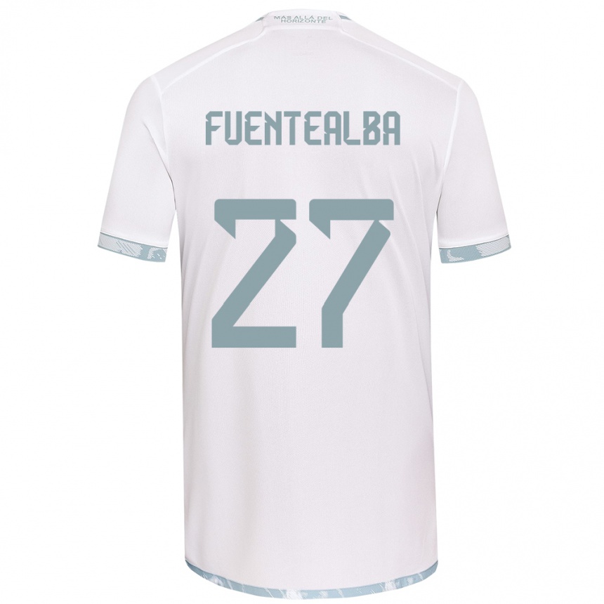 Hombre Fútbol Camiseta Jeison Fuentealba #27 Gris Blanco 2ª Equipación 2024/25 Perú