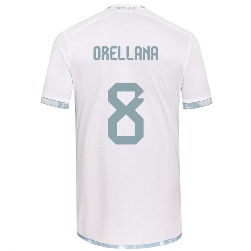 Hombre Fútbol Camiseta Denisse Orellana #8 Gris Blanco 2ª Equipación 2024/25 Perú