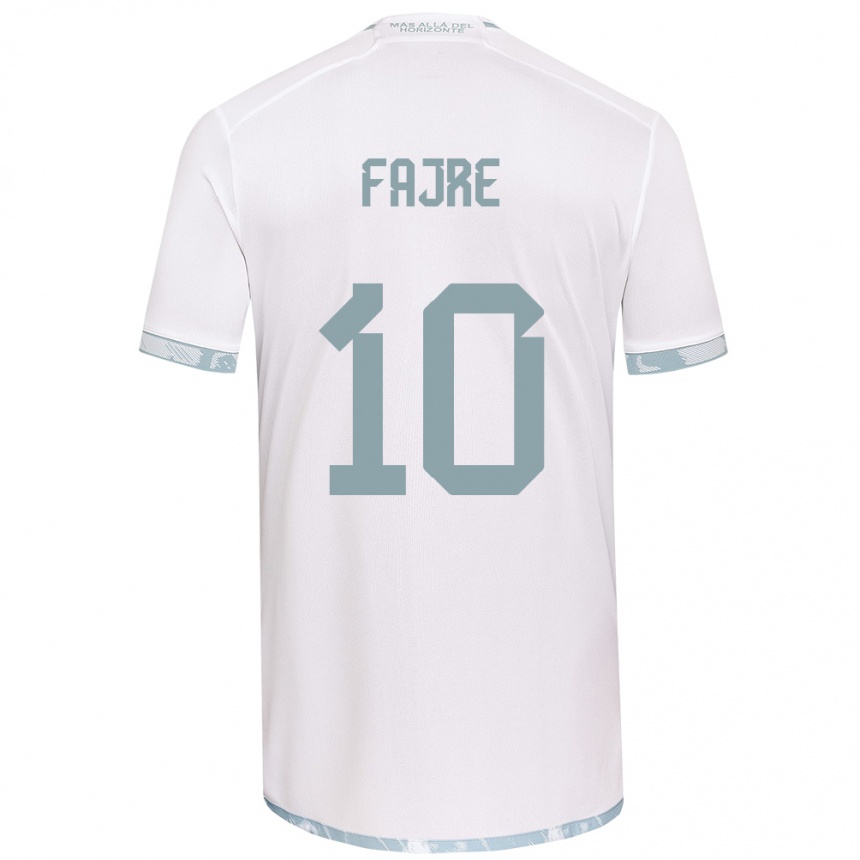 Hombre Fútbol Camiseta Nicole Fajre #10 Gris Blanco 2ª Equipación 2024/25 Perú