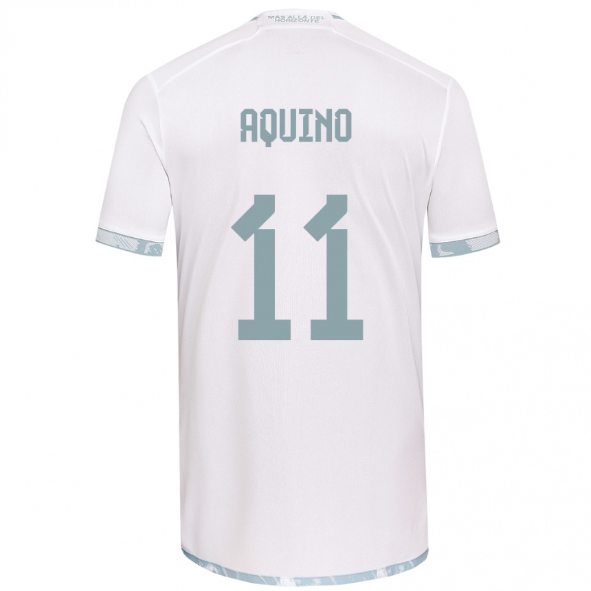 Hombre Fútbol Camiseta Yisel Aquino #11 Gris Blanco 2ª Equipación 2024/25 Perú