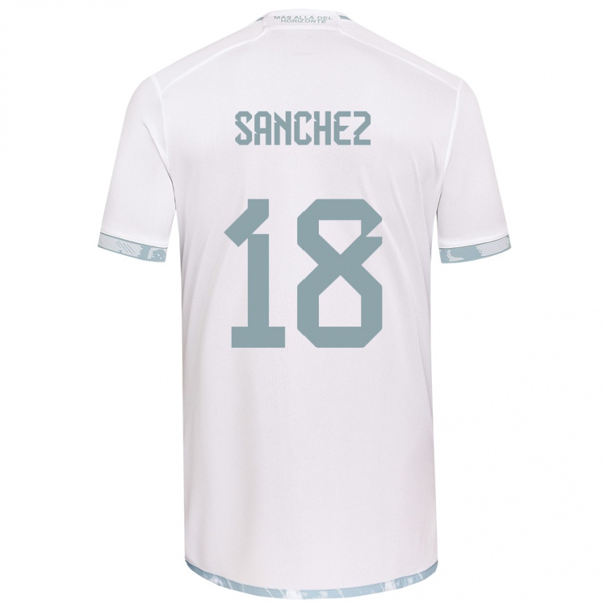 Hombre Fútbol Camiseta Bárbara Sánchez #18 Gris Blanco 2ª Equipación 2024/25 Perú