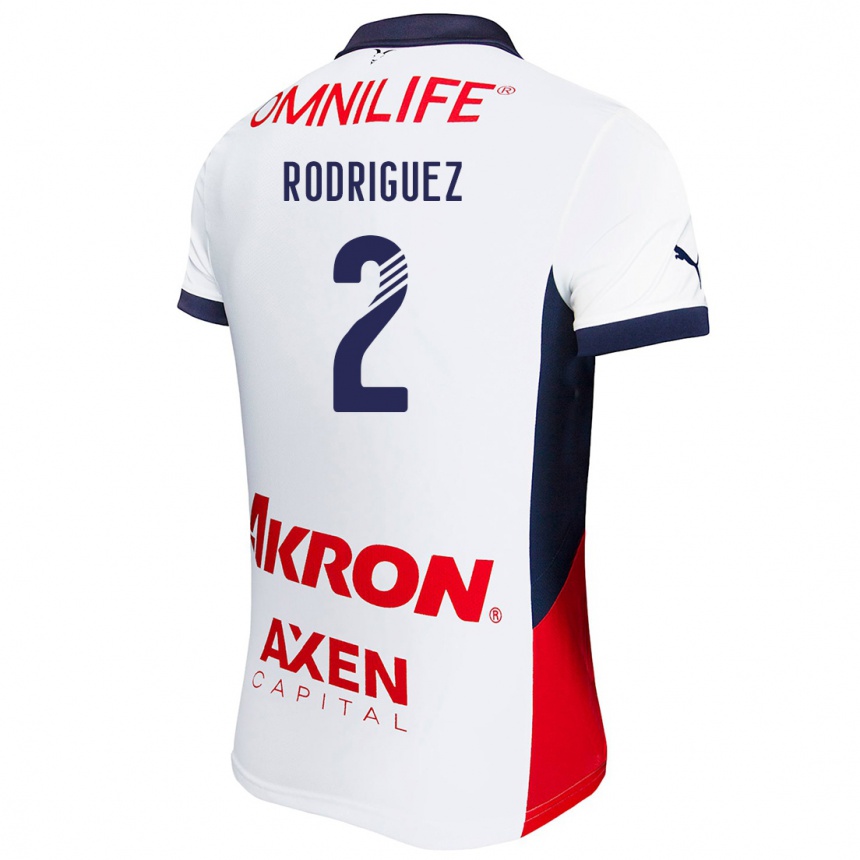 Hombre Fútbol Camiseta Jaqueline Rodríguez #2 Blanco Rojo Azul 2ª Equipación 2024/25 Perú