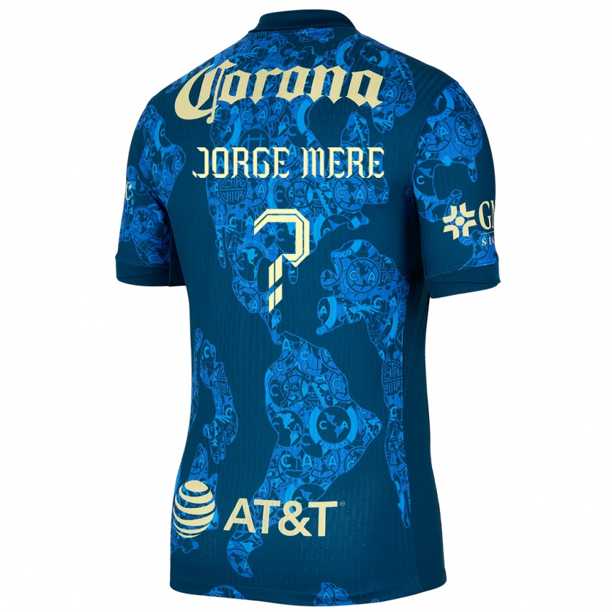 Hombre Fútbol Camiseta Jorge Meré #0 Azul Amarillo 2ª Equipación 2024/25 Perú