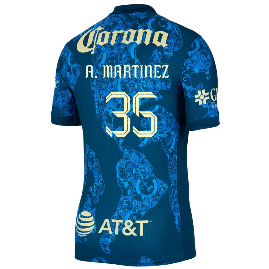 Hombre Fútbol Camiseta Arturo Martínez #35 Azul Amarillo 2ª Equipación 2024/25 Perú