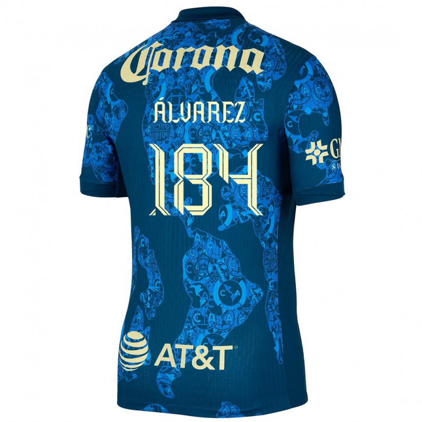 Hombre Fútbol Camiseta Antonio Álvarez #184 Azul Amarillo 2ª Equipación 2024/25 Perú