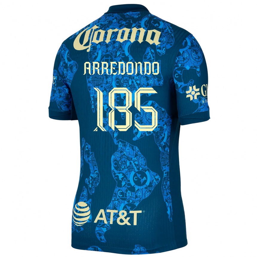 Hombre Fútbol Camiseta Aarón Arredondo #185 Azul Amarillo 2ª Equipación 2024/25 Perú