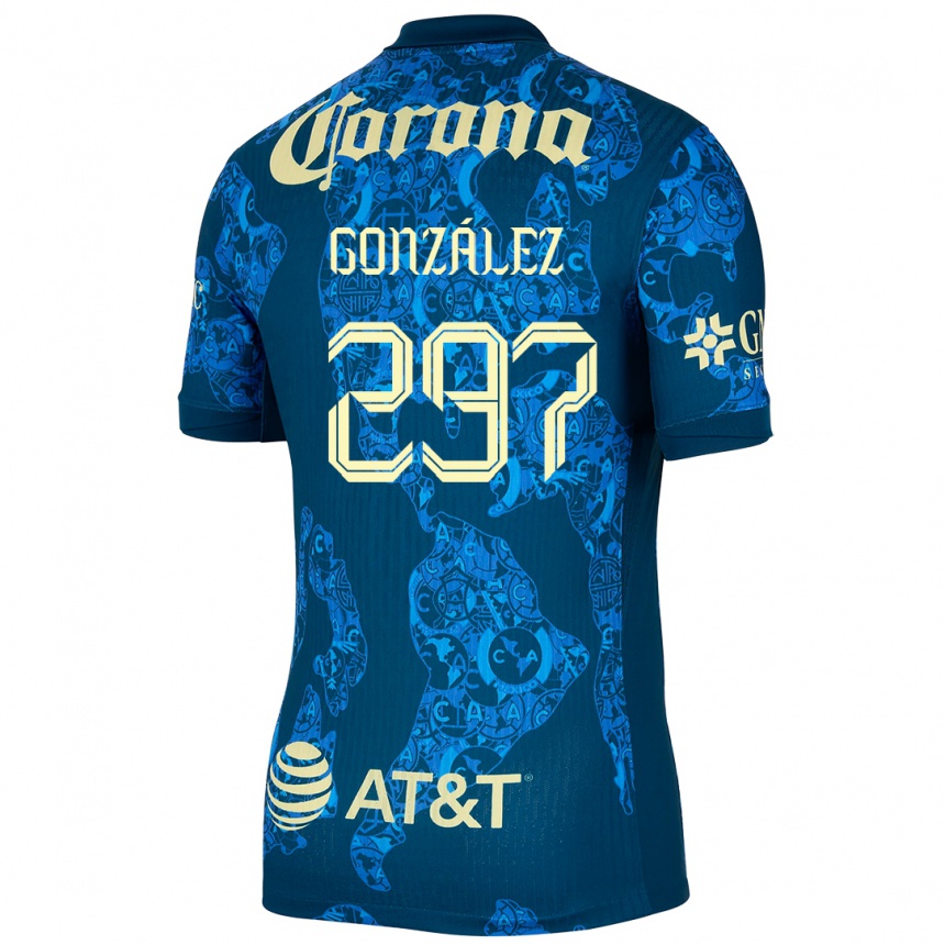 Hombre Fútbol Camiseta Océlotl González #297 Azul Amarillo 2ª Equipación 2024/25 Perú