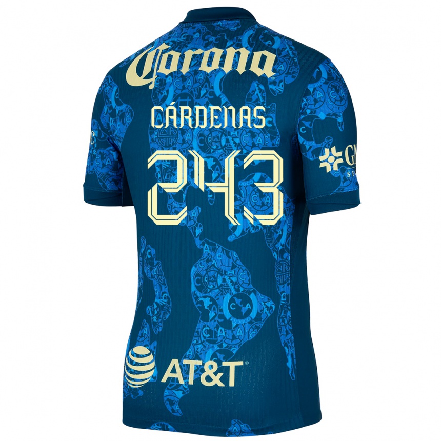 Hombre Fútbol Camiseta Alejandro Cárdenas #243 Azul Amarillo 2ª Equipación 2024/25 Perú