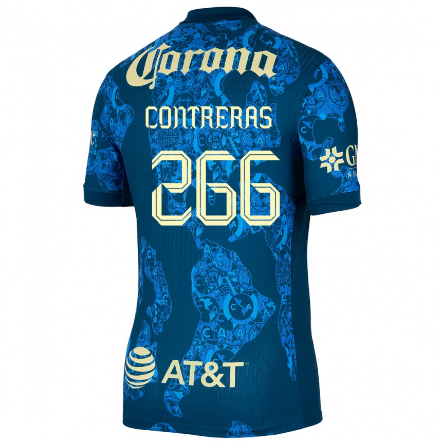 Hombre Fútbol Camiseta Ángel Contreras #266 Azul Amarillo 2ª Equipación 2024/25 Perú