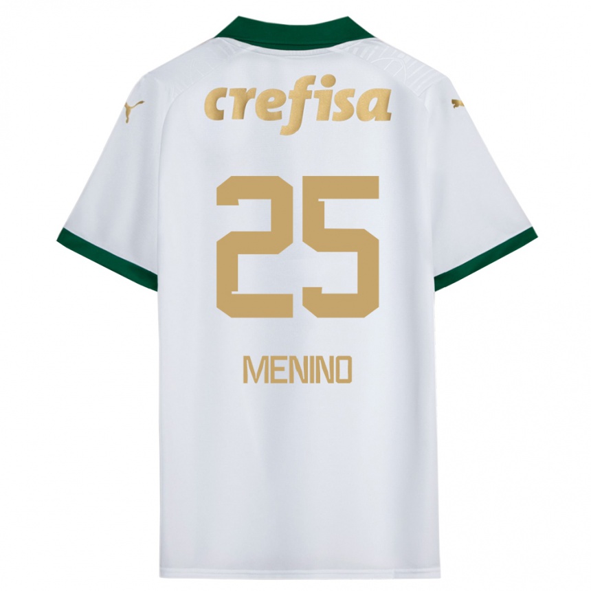 Hombre Fútbol Camiseta Gabriel Menino #25 Blanco Verde 2ª Equipación 2024/25 Perú