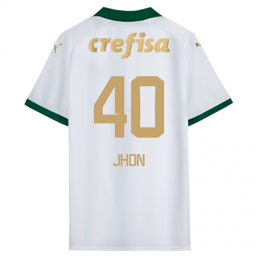 Hombre Fútbol Camiseta Jhon Jhon #40 Blanco Verde 2ª Equipación 2024/25 Perú