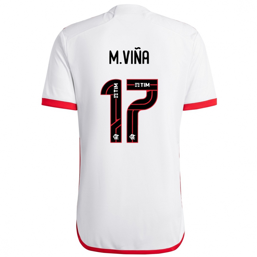 Hombre Fútbol Camiseta Matias Vina #17 Blanco Rojo 2ª Equipación 2024/25 Perú