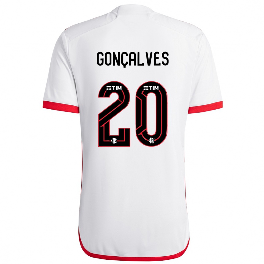 Hombre Fútbol Camiseta Matheus Gonçalves #20 Blanco Rojo 2ª Equipación 2024/25 Perú