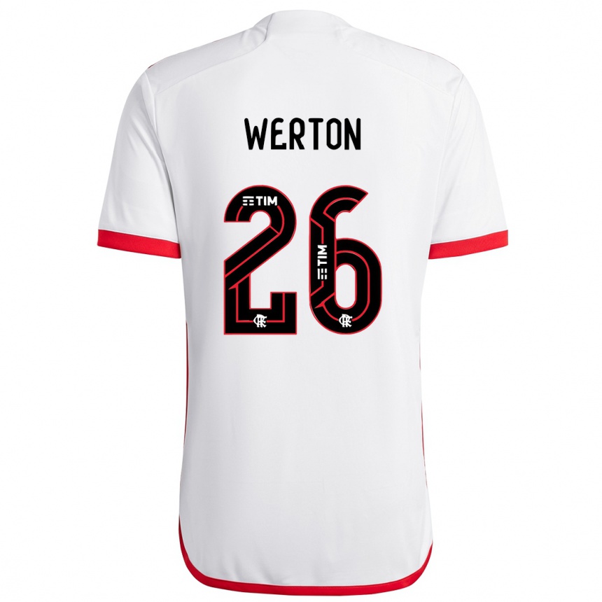 Hombre Fútbol Camiseta Werton #26 Blanco Rojo 2ª Equipación 2024/25 Perú