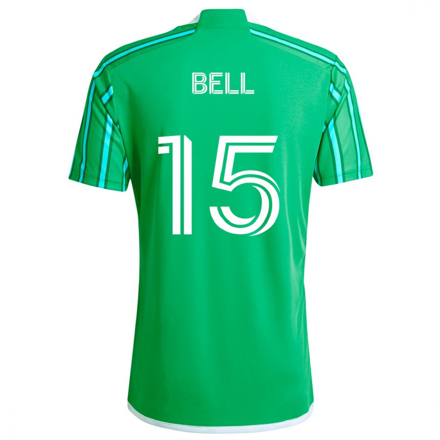 Mujer Fútbol Camiseta Jon Bell #15 Verde Blanco 1ª Equipación 2024/25 Perú