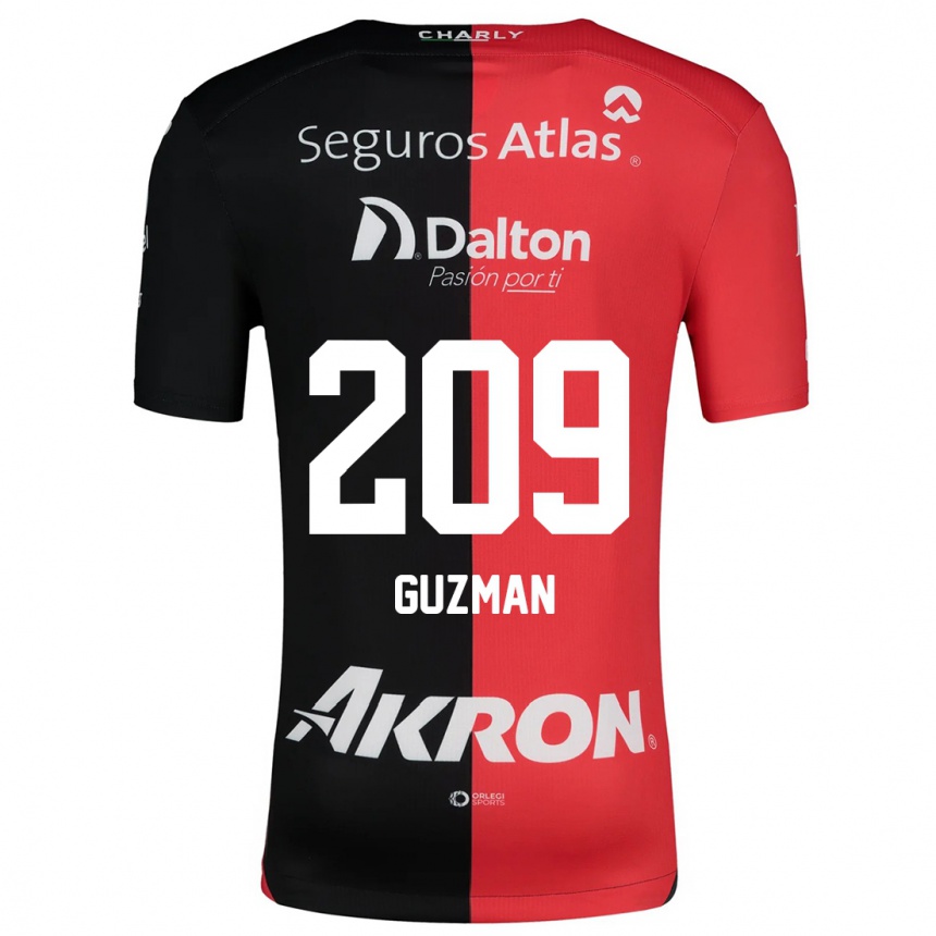 Mujer Fútbol Camiseta Jorge Guzmán #209 Negro Rojo 1ª Equipación 2024/25 Perú