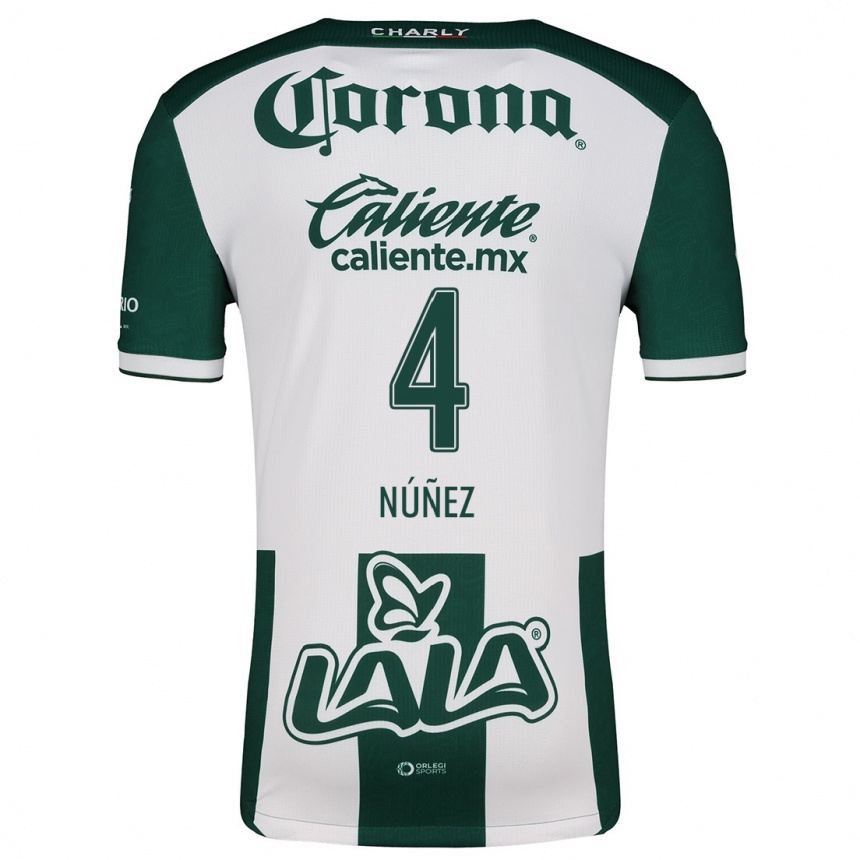 Mujer Fútbol Camiseta Santiago Núñez #4 Verde Blanco 1ª Equipación 2024/25 Perú