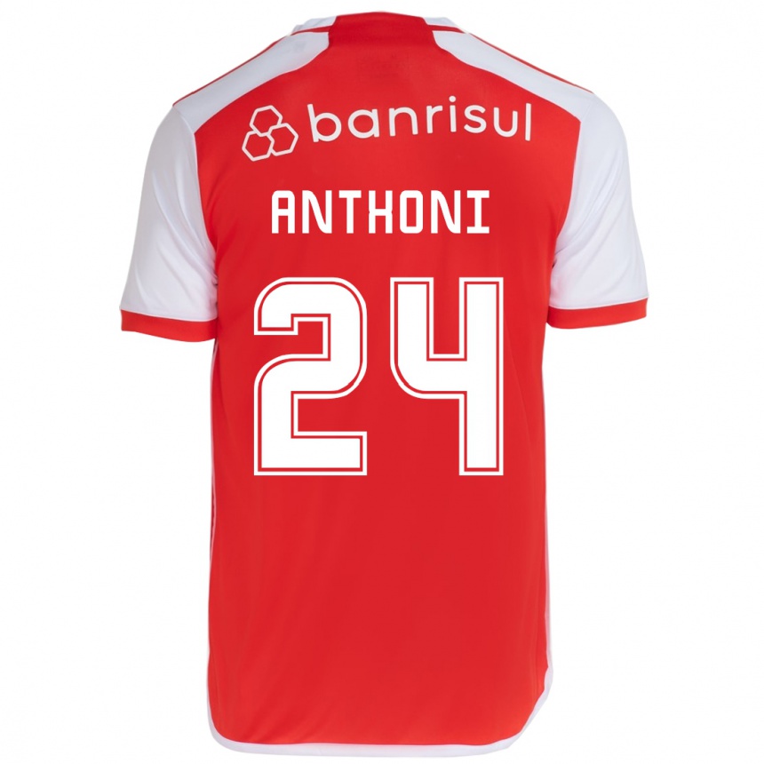 Mujer Fútbol Camiseta Anthoni #24 Rojo Blanco 1ª Equipación 2024/25 Perú