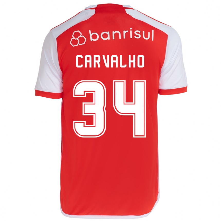 Mujer Fútbol Camiseta Gabriel Carvalho #34 Rojo Blanco 1ª Equipación 2024/25 Perú