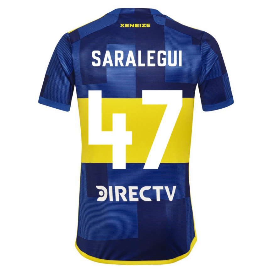 Mujer Fútbol Camiseta Jabes Saralegui #47 Azul Amarillo 1ª Equipación 2024/25 Perú