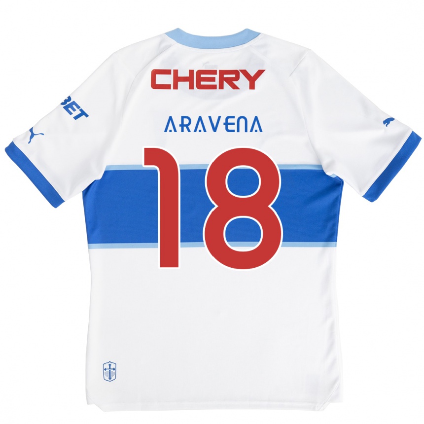 Mujer Fútbol Camiseta Alexander Aravena #18 Blanco Azul 1ª Equipación 2024/25 Perú