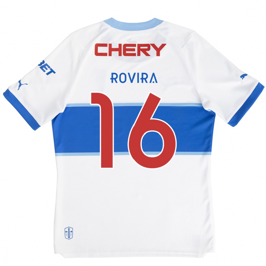 Mujer Fútbol Camiseta Brayan Rovira #16 Blanco Azul 1ª Equipación 2024/25 Perú