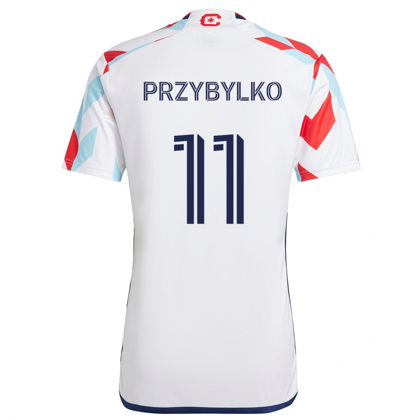 Mujer Fútbol Camiseta Kacper Przybylko #11 Blanco Rojo Azul 2ª Equipación 2024/25 Perú