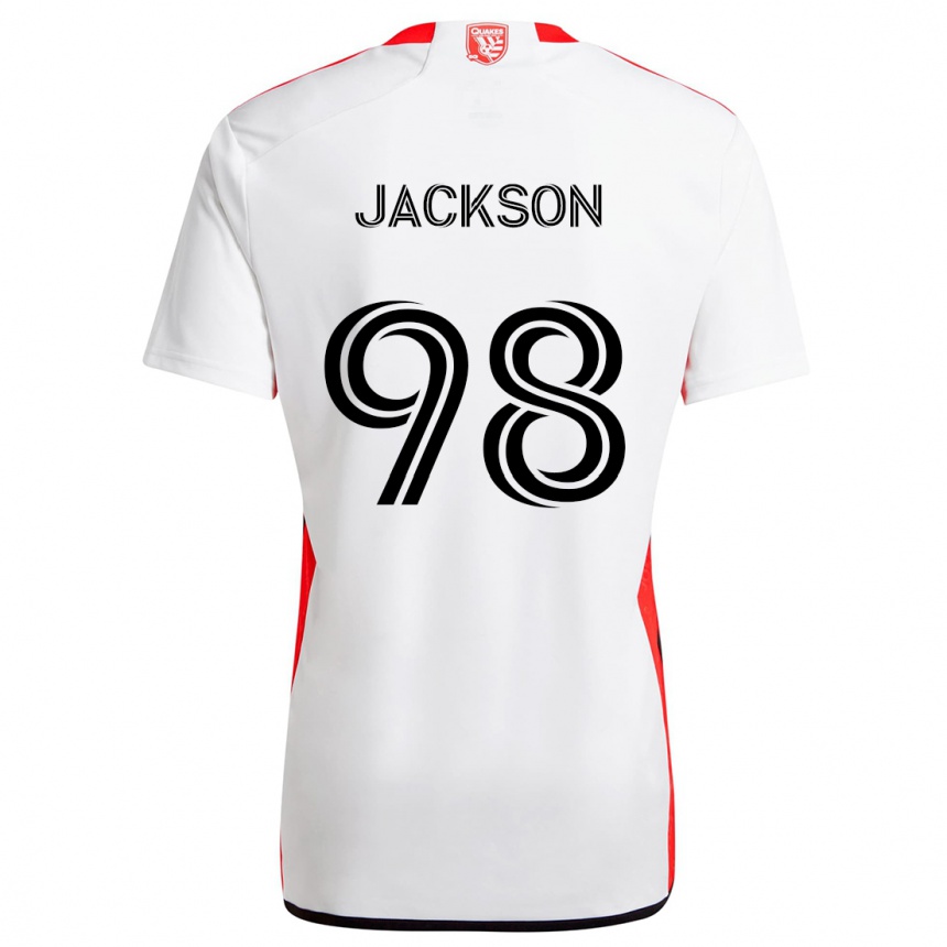 Mujer Fútbol Camiseta Jacob Jackson #98 Blanco Rojo 2ª Equipación 2024/25 Perú