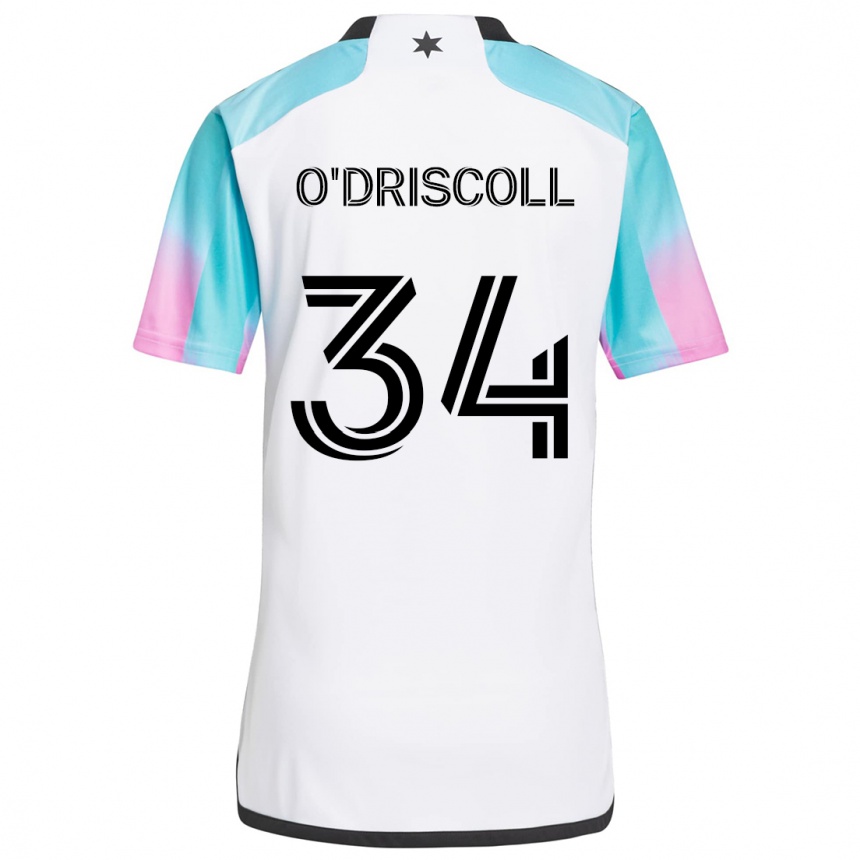 Mujer Fútbol Camiseta Rory O'driscoll #34 Blanco Azul Negro 2ª Equipación 2024/25 Perú