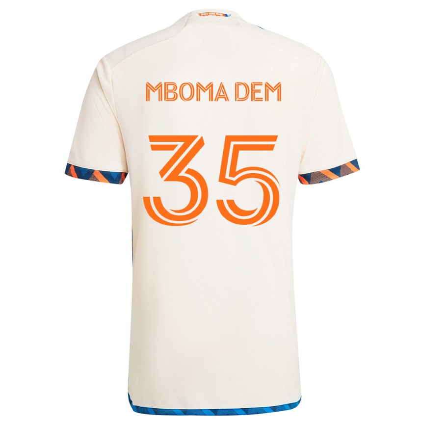 Mujer Fútbol Camiseta Kenji Mboma Dem #35 Blanco Naranja 2ª Equipación 2024/25 Perú