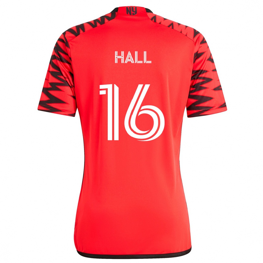 Mujer Fútbol Camiseta Julian Hall #16 Rojo Negro Blanco 2ª Equipación 2024/25 Perú