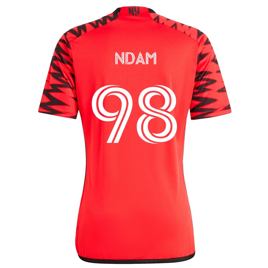 Mujer Fútbol Camiseta Hassan Ndam #98 Rojo Negro Blanco 2ª Equipación 2024/25 Perú