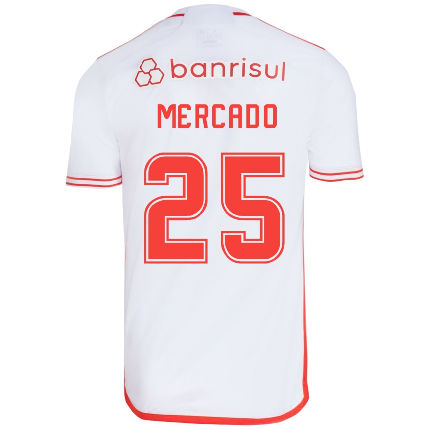 Mujer Fútbol Camiseta Gabriel Mercado #25 Blanco Rojo 2ª Equipación 2024/25 Perú