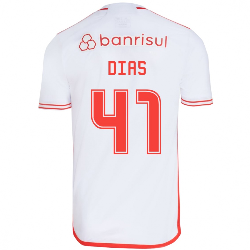 Mujer Fútbol Camiseta Matheus Dias #41 Blanco Rojo 2ª Equipación 2024/25 Perú