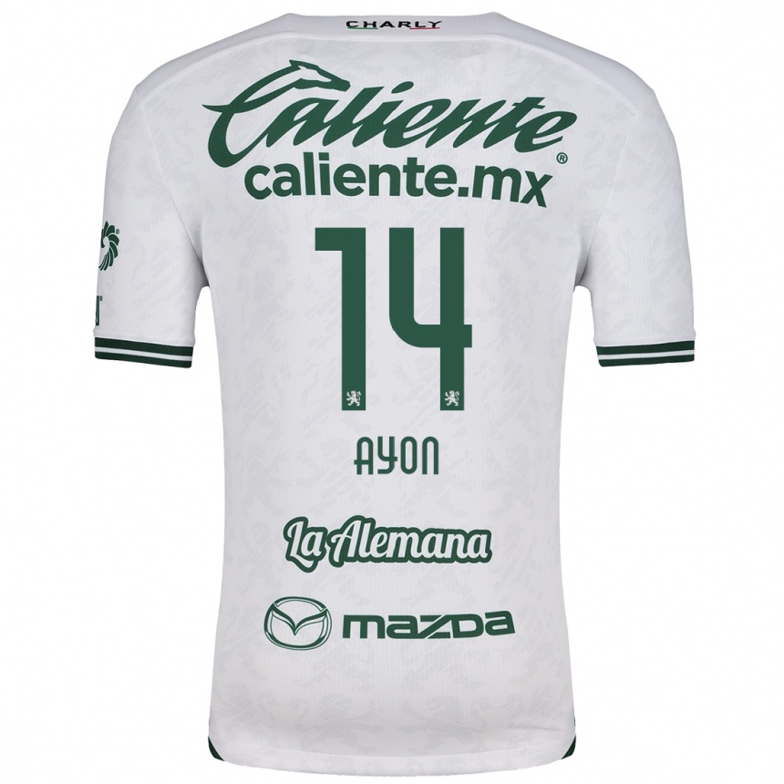 Mujer Fútbol Camiseta Ettson Ayón #14 Blanco Verde 2ª Equipación 2024/25 Perú