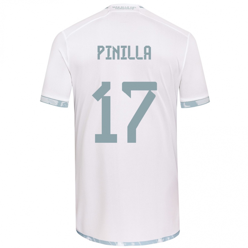 Mujer Fútbol Camiseta Fernanda Pinilla #17 Gris Blanco 2ª Equipación 2024/25 Perú