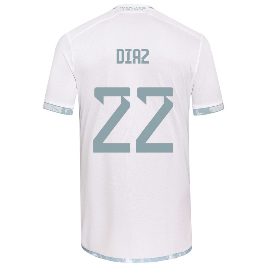 Mujer Fútbol Camiseta Valentina Díaz #22 Gris Blanco 2ª Equipación 2024/25 Perú