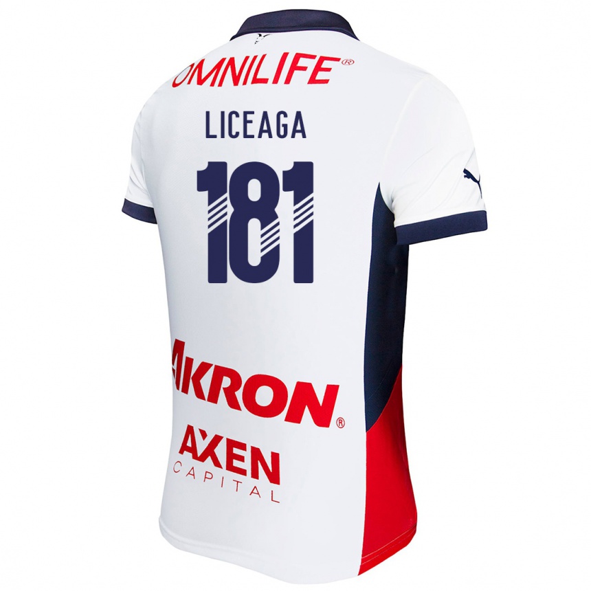 Mujer Fútbol Camiseta Juan Liceaga #181 Blanco Rojo Azul 2ª Equipación 2024/25 Perú