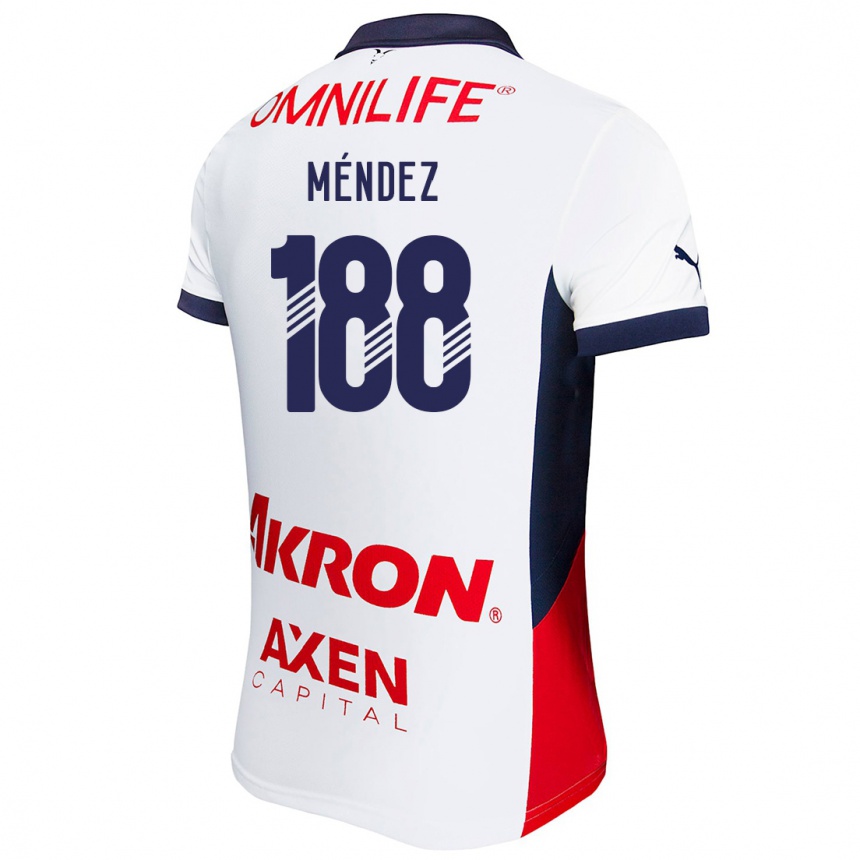 Mujer Fútbol Camiseta Francisco Méndez #188 Blanco Rojo Azul 2ª Equipación 2024/25 Perú