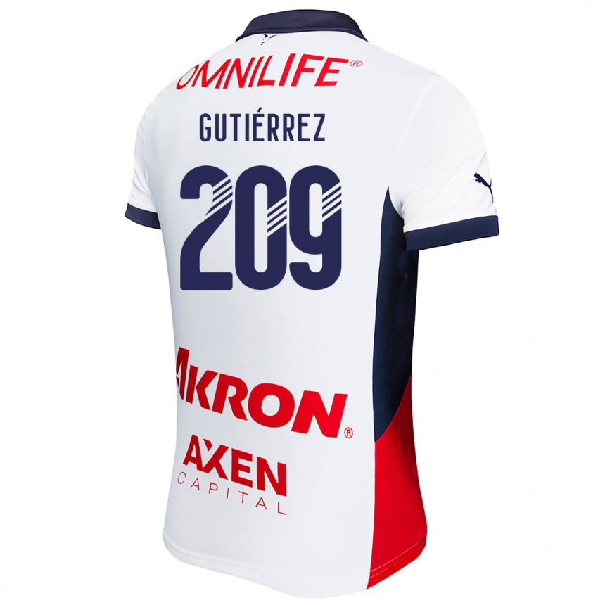 Mujer Fútbol Camiseta Edgar Gutiérrez #209 Blanco Rojo Azul 2ª Equipación 2024/25 Perú