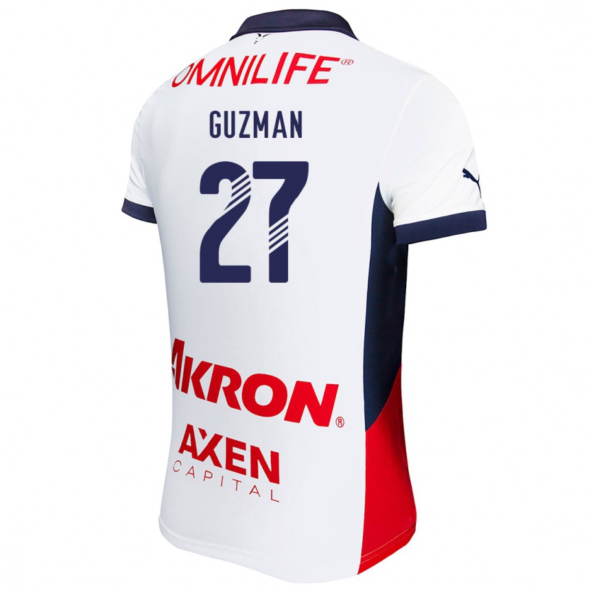 Mujer Fútbol Camiseta Kinberly Guzmán #27 Blanco Rojo Azul 2ª Equipación 2024/25 Perú