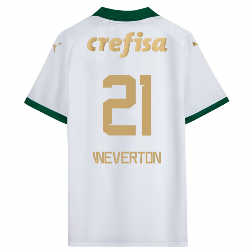 Mujer Fútbol Camiseta Weverton #21 Blanco Verde 2ª Equipación 2024/25 Perú